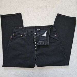 Levis 501 Button Fly WPL 423 Straight Black Denim Jeans 00501-0660, Mens 40 x 30